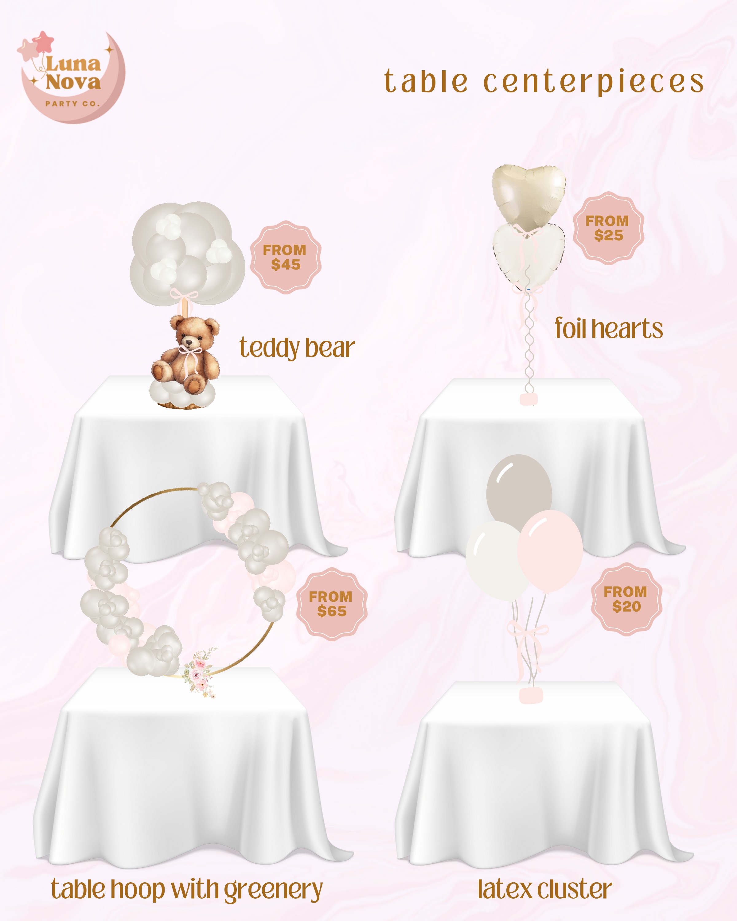 Table Centerpieces balloon menu illustration